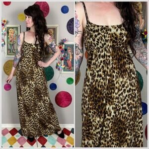 Vintage 1990s Leopard Print Sleeveless Slipdress